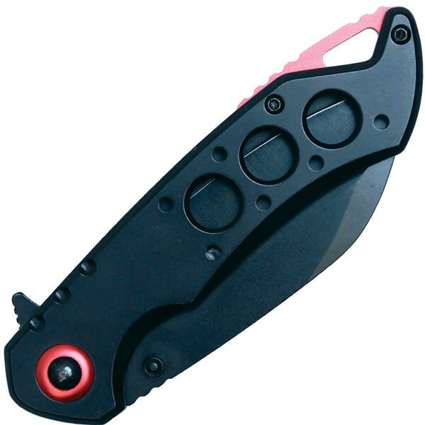 Assisted Open Pocket Knife, Black Handle with Red Accents - Image 3