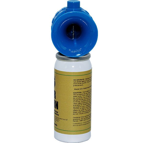 Safety Technology 129dB Air Horn viewed from front, showing the horn mechanism.